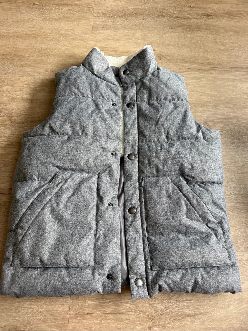 Gap Puffer Vest Kids SZ L Gray Sherpa Line Unisex